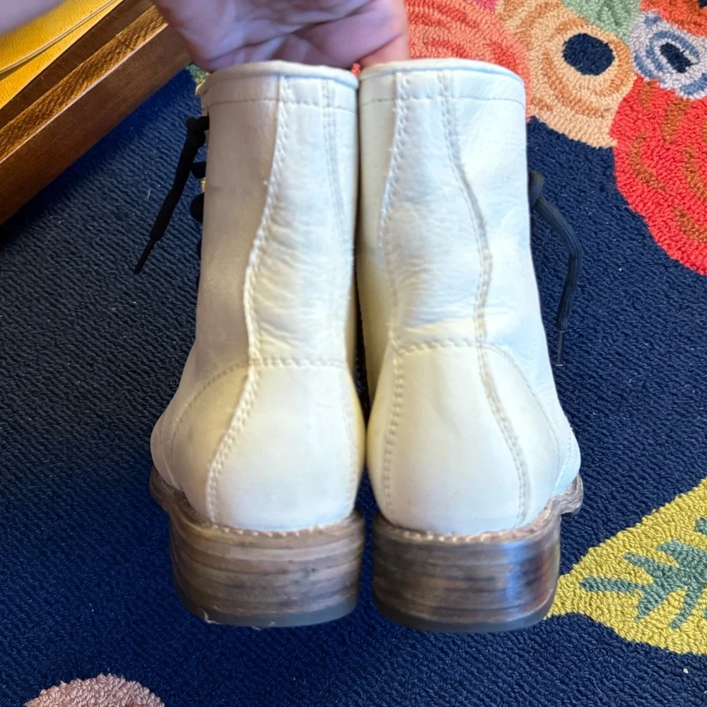 Freebird Manchester Combat Boot in White Leather - Picture 6 of 7